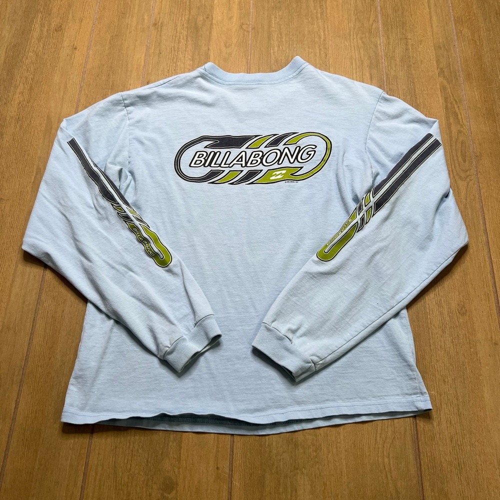 Billabong Graphic‎ Tee Kids L Light Blue Vintage 1997 Long Sleeve Surf Shirt
